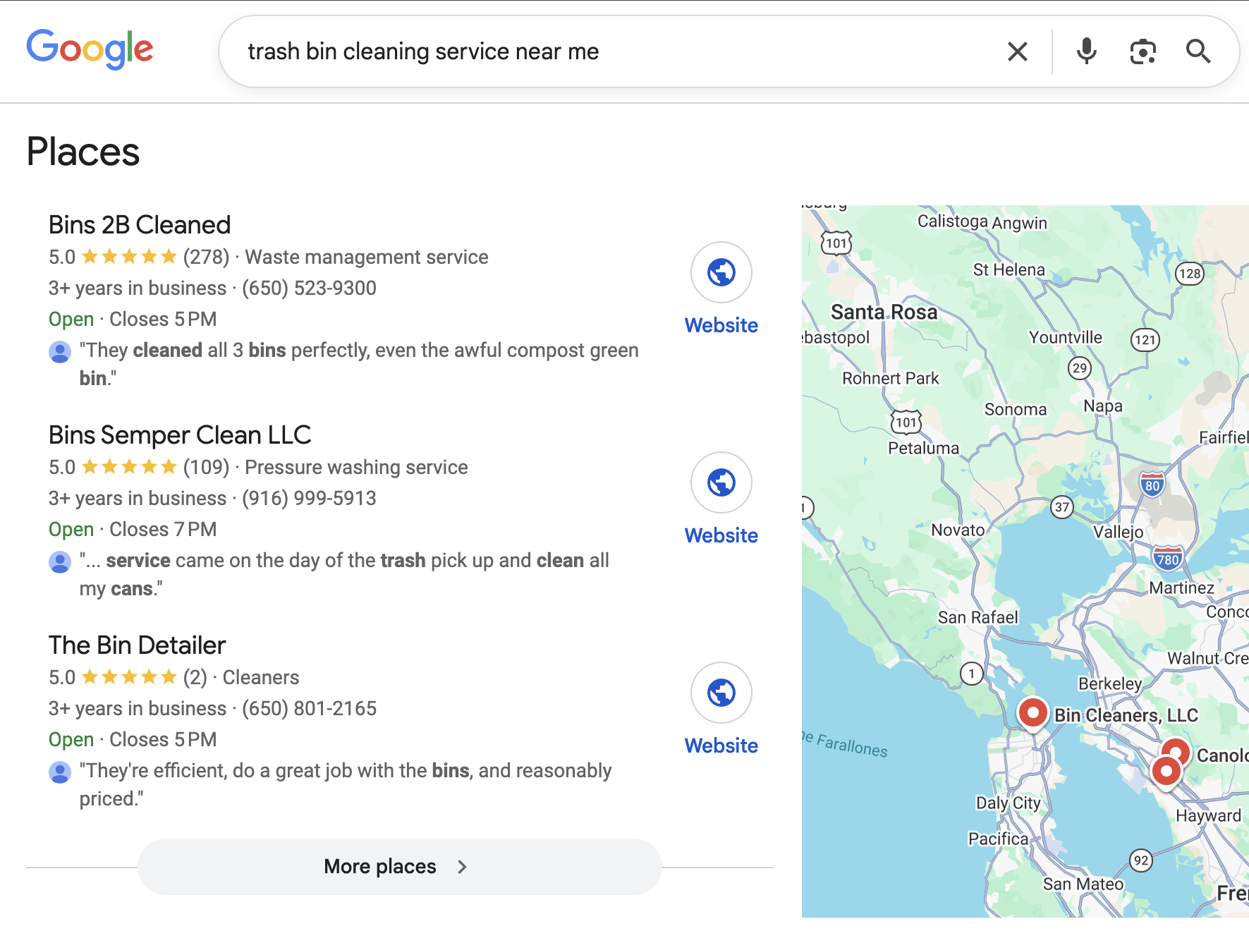Personal training business dominating local search results