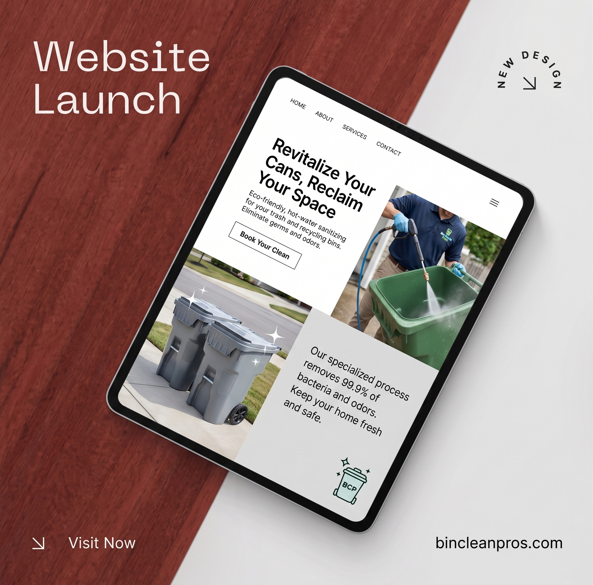 Bin cleaning business specific website content